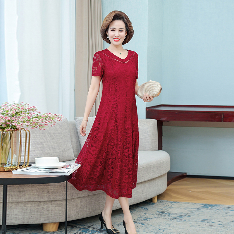 蕾丝婚宴礼服连衣裙妈妈装