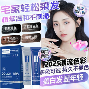 理发店植物染发膏剂自己在家染盖白发潮流冷棕色秀阁美发店发乐美