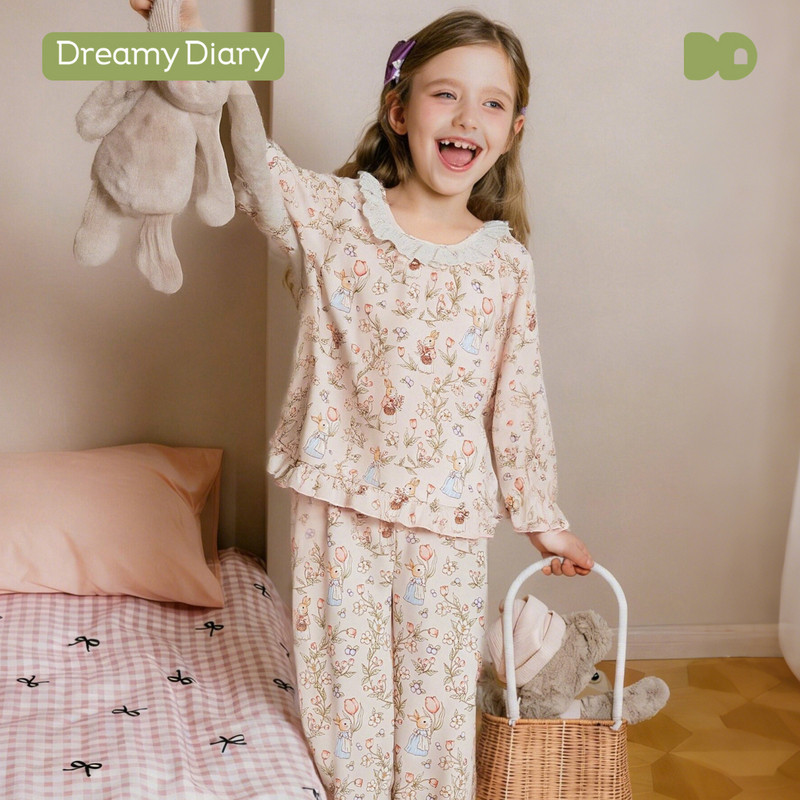 女童纯棉春秋家居服儿童睡衣女孩春季长袖2026新款大童宝宝套装