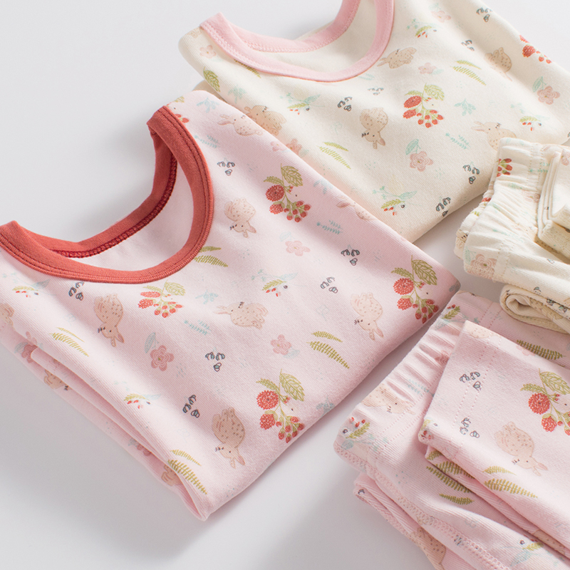 A类羊毛拉架春季男女童秋衣套装