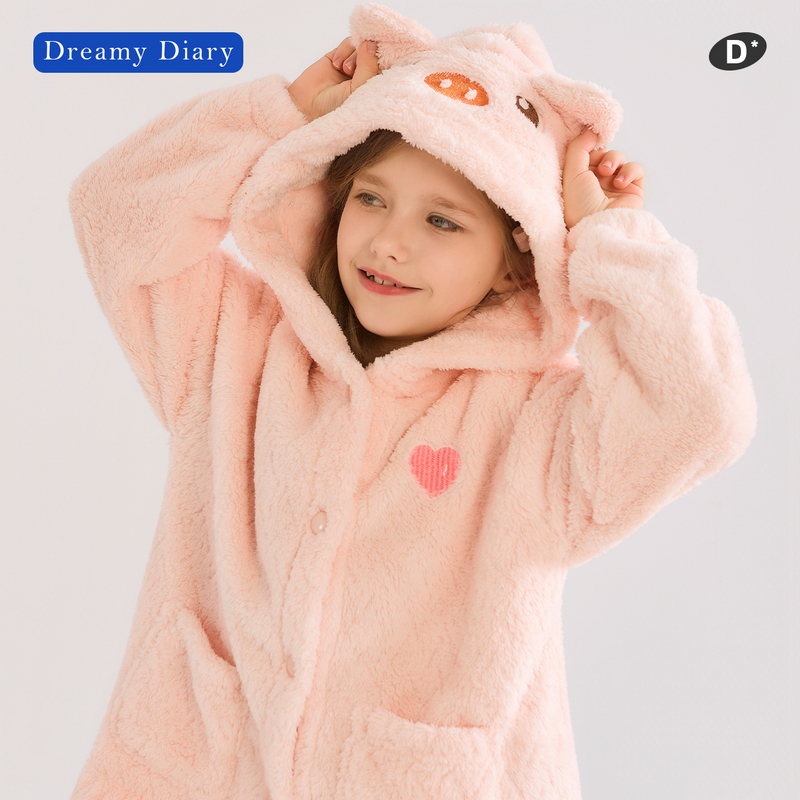 Dreamydiary女童珊瑚绒秋冬睡衣