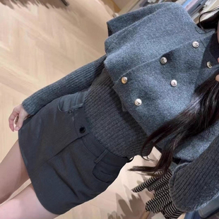 秋冬穿搭一整套御姐气质女神范小香风斗篷披肩针织上衣短裙套装 女