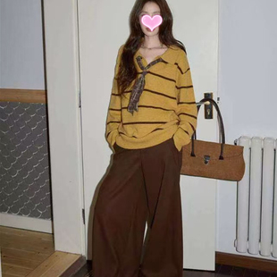 秋冬装穿搭一整套高级感御姐轻熟韩系慵懒风毛衣阔腿裤两件套装女