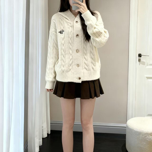 冬季 女 一整套穿搭韩系高级感减龄学院风连帽毛衣外套裙子两件套装