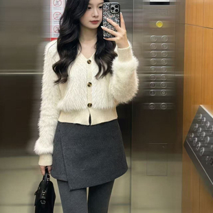 冬装搭配一整套高级感御姐韩系绝美独特漂亮巨好看毛衣裙子套装女