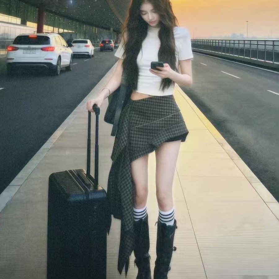 夏季盐系轻熟御姐穿搭美式复古辣妹纯欲风高级感上衣裙子两件套装