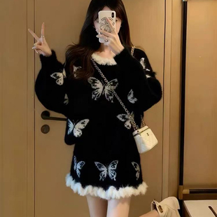 冬装一整套韩系chic独特漂亮绝美小香风巨好看毛衣裙子两件套装女