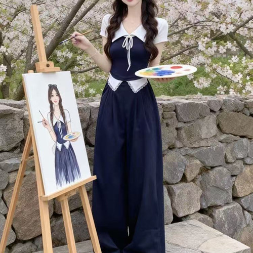 初夏高级感chic上衣裤子两件套