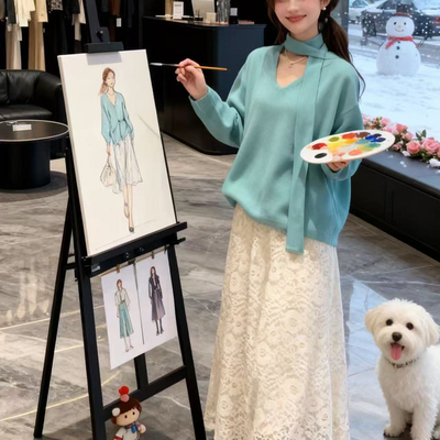 毛衣裙子两件套装女春季