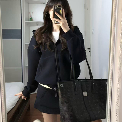 连帽卫衣外套短裙两件套装