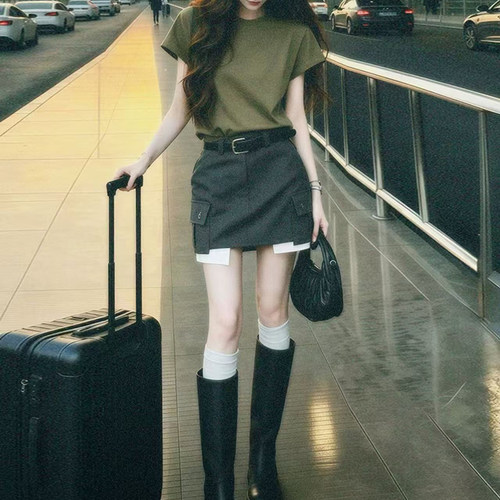夏季盐系复古辣妹短裙两件套女
