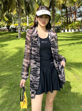 Anty Lee泳衣女款2024新款分体大码胖mm游泳衣三件套性感遮肚显瘦