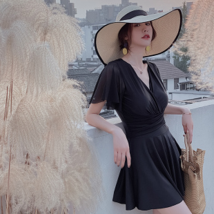 平角钢托聚拢温泉 泳衣女保守胖mm遮肚显瘦连体裙式 2024新款 夏大码