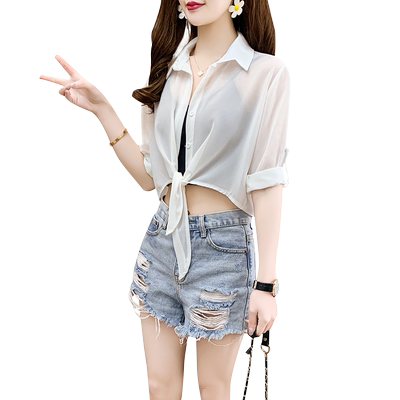 POLO百搭五分袖雪纺防晒衣外搭