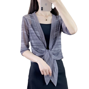 网纱小披肩夏季配吊带裙子外搭开衫短款防晒罩衫薄款小外套空调衫