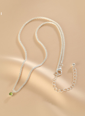 花迹绿色锆石吊坠项链女