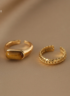 花迹开口可调节戒指女