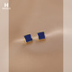 花迹蓝色几何方形耳钉女高级感复古港风耳环2026年新款 潮精致耳饰