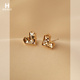 花迹爱心耳钉女小众设计感夏日小清新甜美少女耳饰2026新款 耳环潮