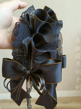 黑金洛丽塔发带头饰lolita暗黑哥特黑色发饰搞死华丽款KC发夹手作