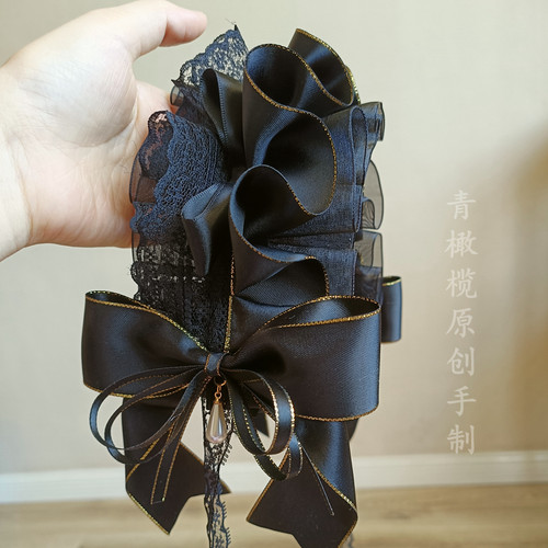 黑金洛丽塔发带头饰lolita暗黑哥特黑色发饰搞死华丽款KC发夹手作