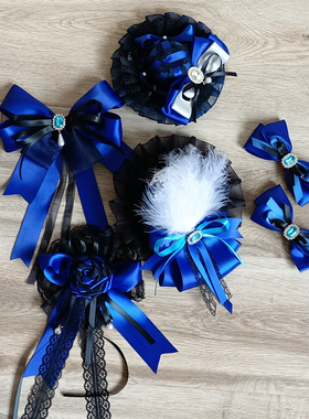 原创洛丽塔宫廷发饰蓝色复古花丸礼帽发夹配饰水神cos头饰小物