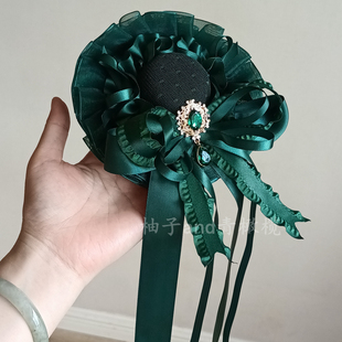 墨绿洛丽塔礼帽花丸cla系发饰头饰成人礼帽子lolita小物 西尔维亚
