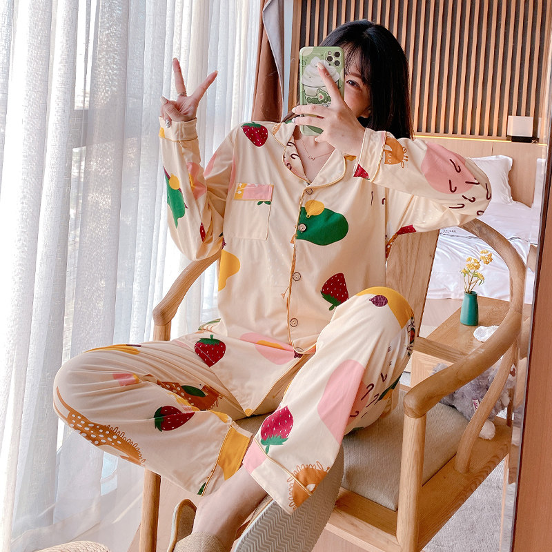 睡衣女士春秋季长袖纯棉全棉2020年新款家居服可外穿套装薄款秋冬