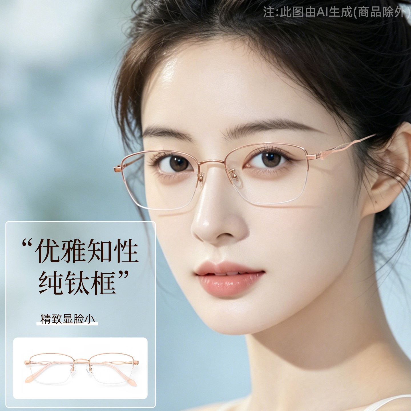 超轻纯钛老花镜防蓝光远近两用女图片