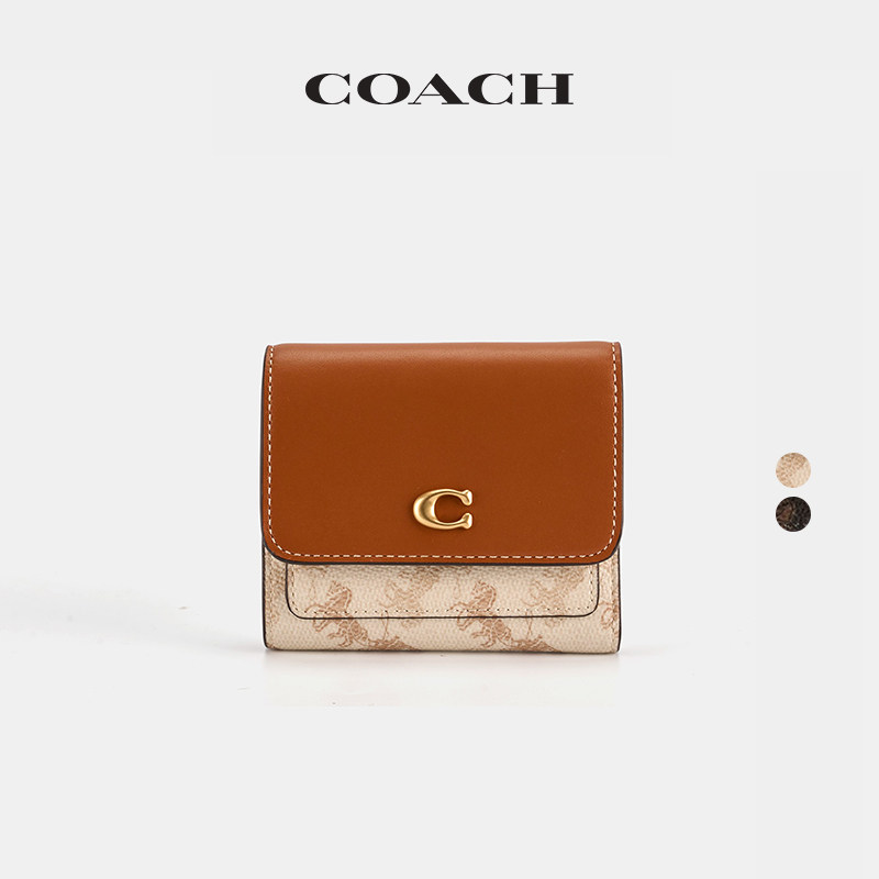 COACH/蔻驰女士马车印花MILA小号翻盖钱包轻便高级