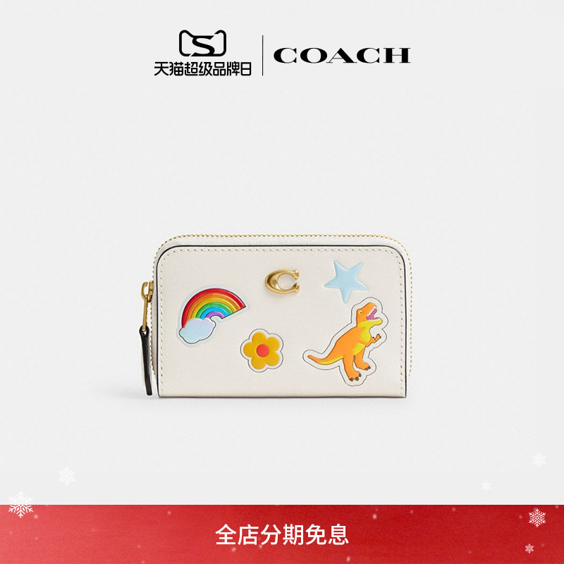 【新品】COACH/蔻驰女士贴纸印花ESSENTIAL小号环绕式拉链卡包