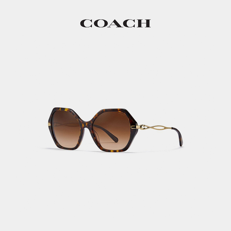 coach太阳镜图片及价格,lv太阳镜价格及图片 coach/蔻驰亚洲款雕刻经典标志六边框太阳墨镜