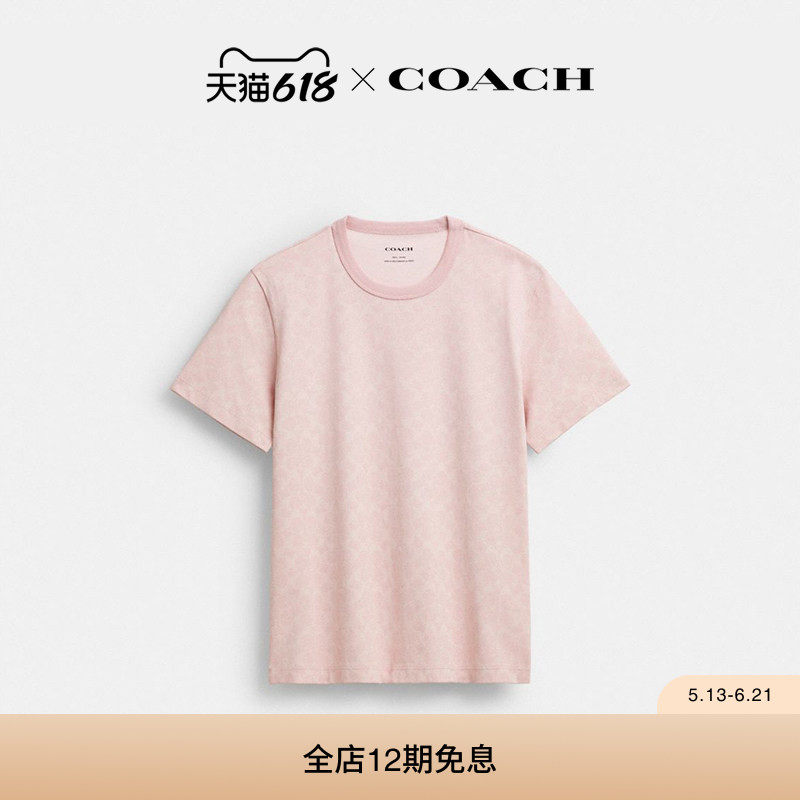 COACH/蔻驰女士棉质老花NEW YORK印花T恤短袖上衣高级感