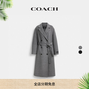 蔻驰女士长款 COACH 羊毛大衣上衣外套气质高级感