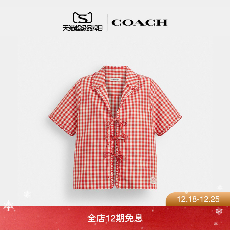 【新品】Coachtopia/蔻驰之城Loop方格纹前束带衬衫上衣休闲舒适