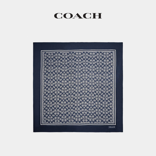 COACH经典标志复古印花真丝方巾
