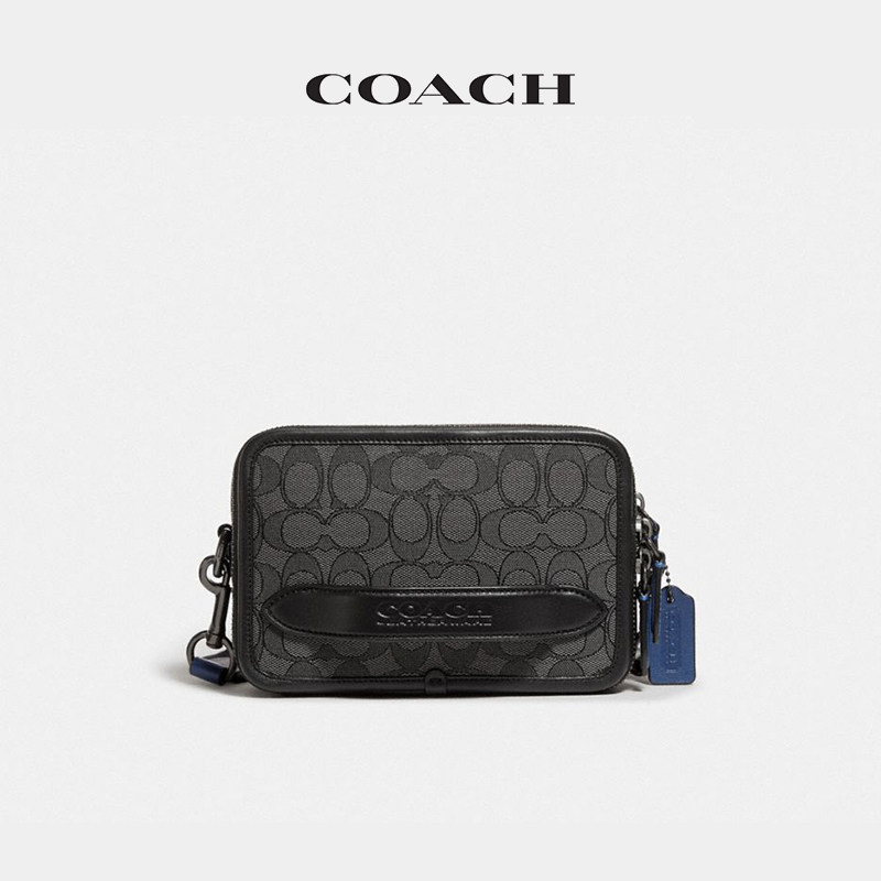 coach/蔻驰经典标志提花织物charter斜挎包