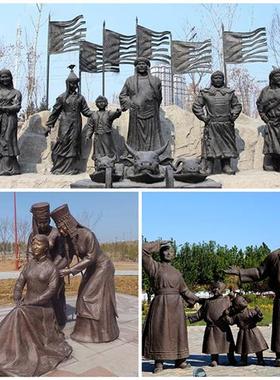 玻璃钢民俗雕塑定制大型户外藏族蒙古族人物铸铜雕像景观落地摆件