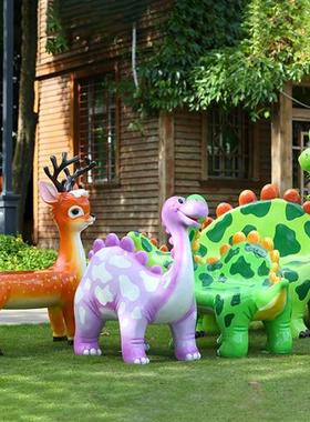 户外卡通兔子玻璃钢雕塑动物座椅幼儿园拍照打卡商场布置装饰摆件