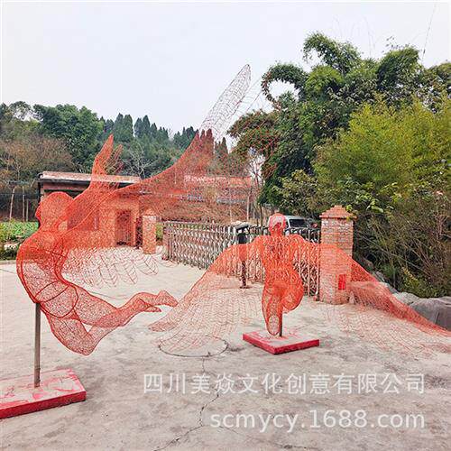 公司制作不锈钢丝编织人物雕塑装置艺术景观道具不锈钢锻造摆件
