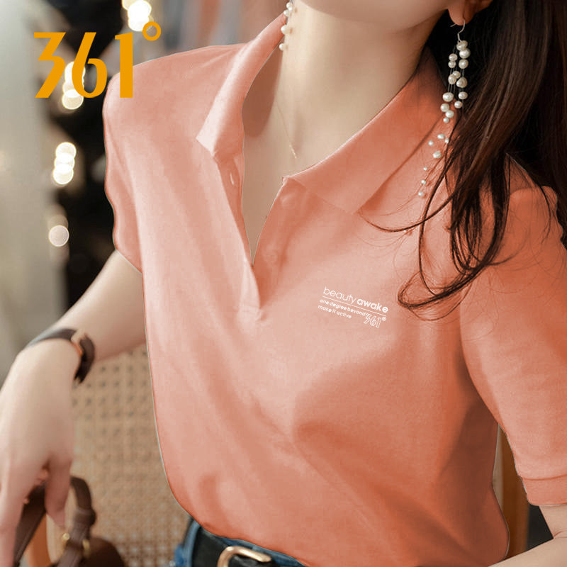 361polo衫女款翻领T恤冰丝速干衣361度运动短袖透气半袖官方正品