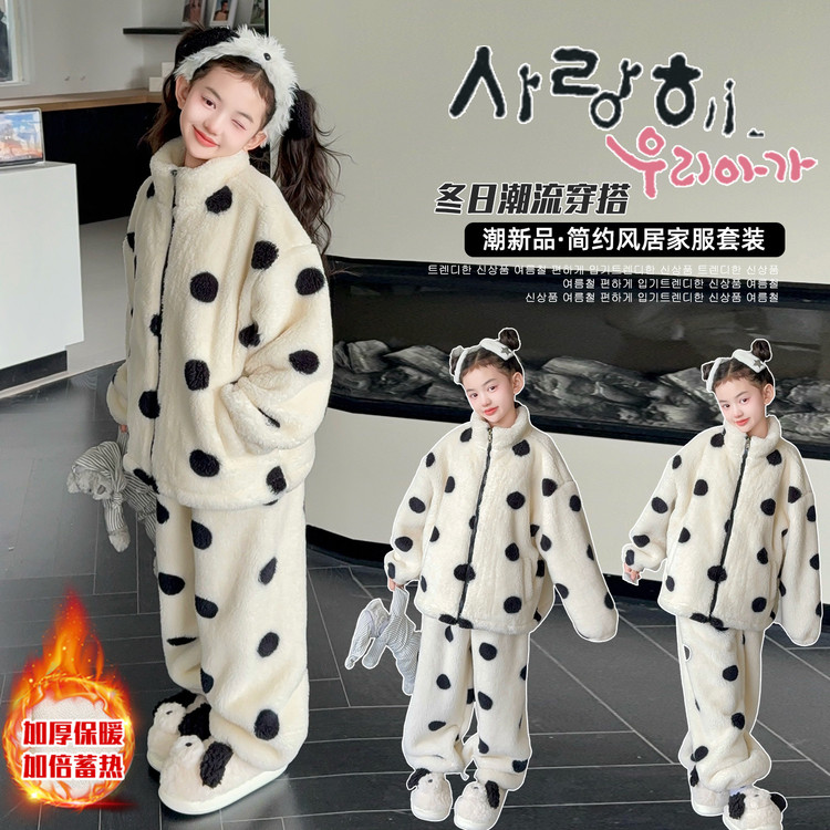 女童法兰绒家居服套装