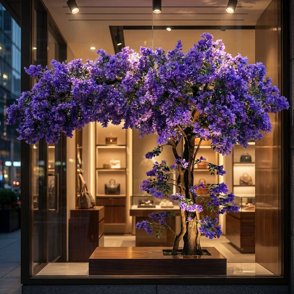 仿真蓝花楹树紫色假树樱花树落地室内外婚庆道具装饰假桃花造景