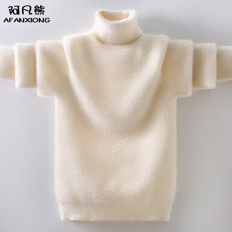 白色毛衣男童高领儿童加绒加厚2025新款女童水貂绒套头秋冬打底衫,童装/婴儿装/亲子装,毛衣/针织衫,淘宝优惠券,粉丝福利购,淘宝优惠卷