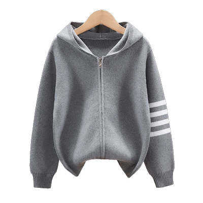 男童秋季新款连帽拉链开衫