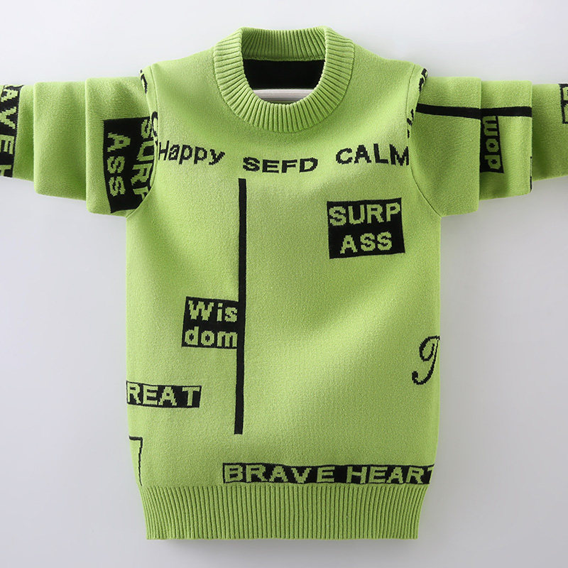 2026新款男童假两件毛衣纯棉中大童套头时尚衬衫领儿童针织打底衫