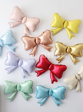 蝴蝶结造型气球芭蕾风ins100天儿童生日拍照道具满月场景氛围装饰