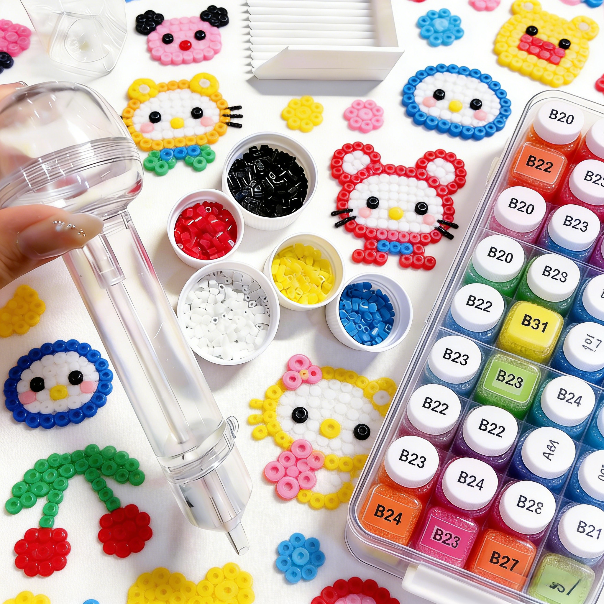 生煎包按压式自动拼豆笔手工diy材料包补充套装全套融合工具玩具,玩具/童车/益智/积木/模型,拼豆/拼豆工具,淘宝优惠券,粉丝福利购,淘宝优惠卷