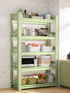 厨房下空置物架落地多层家用收纳锅架多功能微波炉一体储物柜货架