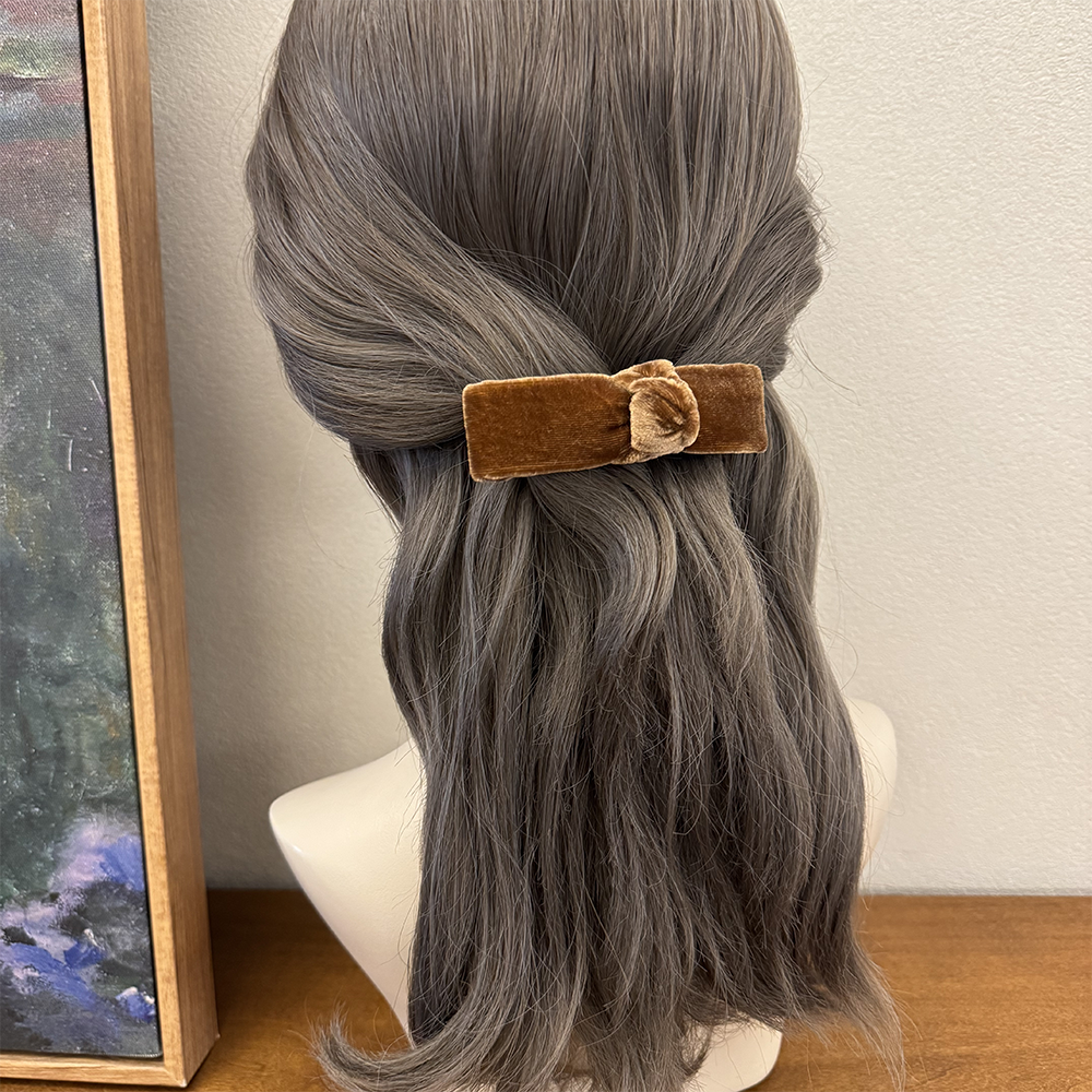 真丝丝绒弹簧夹一字夹发卡后脑勺蝴蝶结高端头饰气质名媛年会发饰